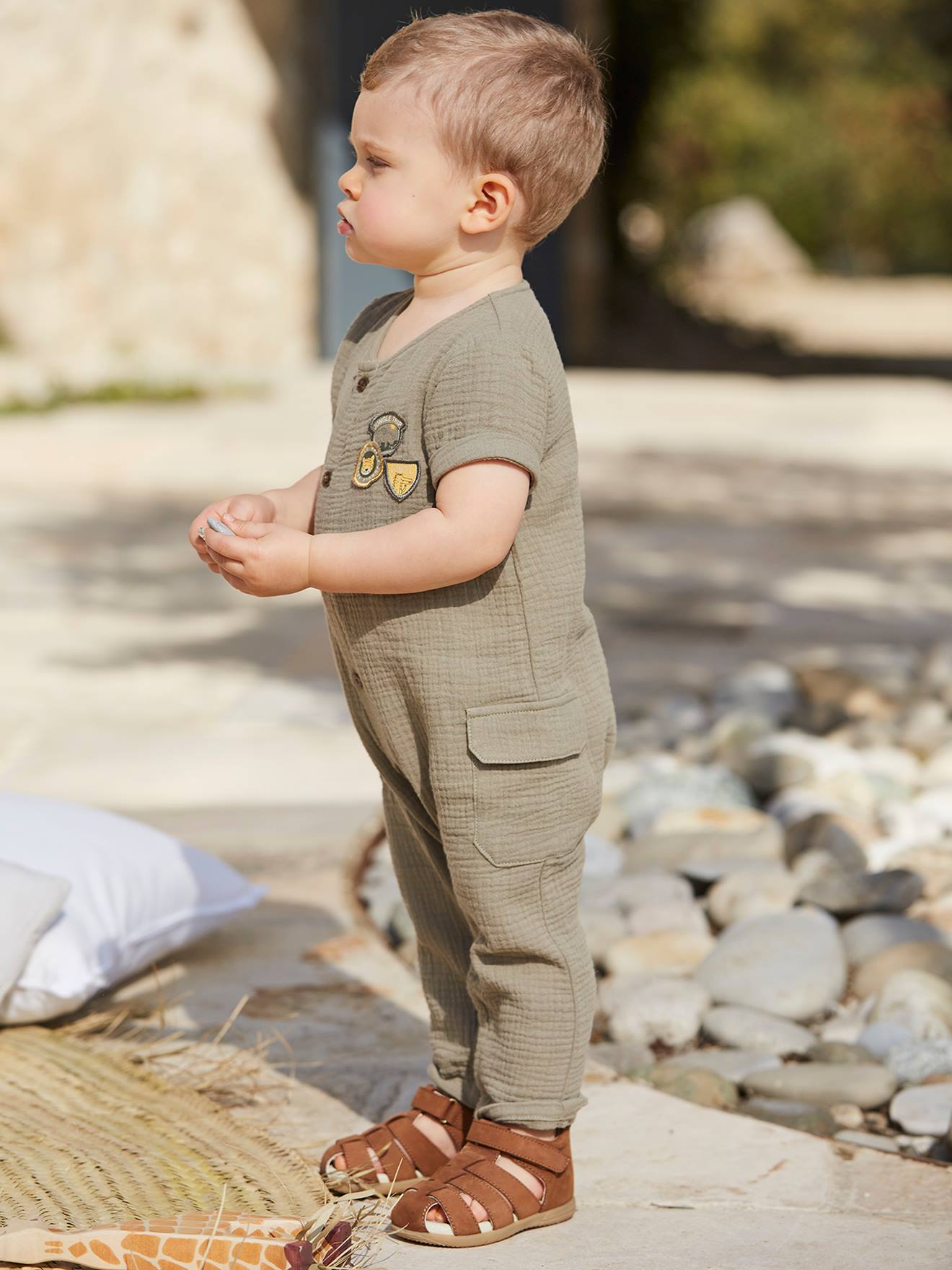 Sandales scratchées cuir bébé premiers pas cognac