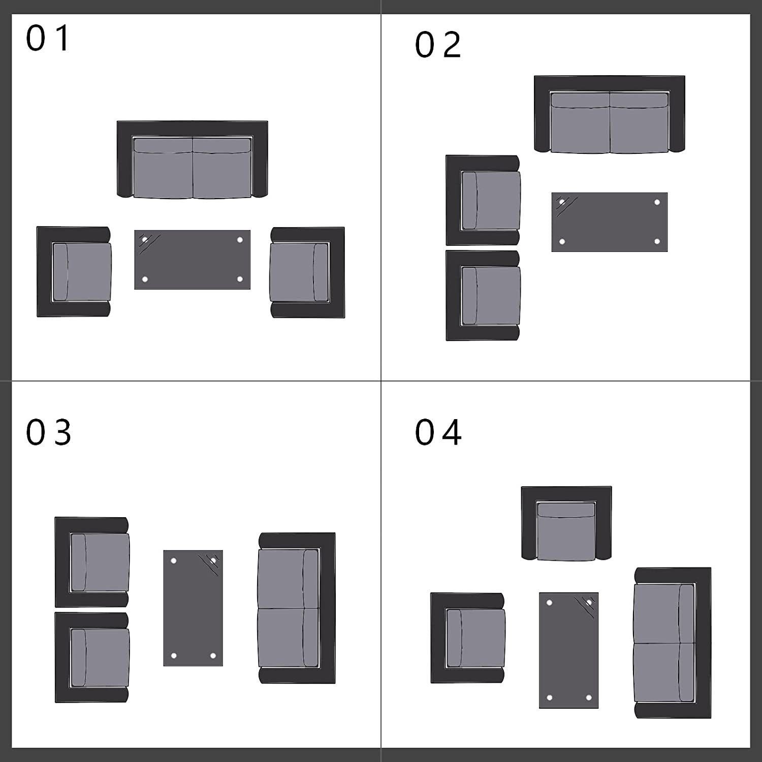 MeXo von GLP HOME Balkonset Balkongarnitur Gartenmöbel Set Polyrattan Wetterfest für 3-4 Personen, (Balkongarnitur Kleiner Balkon Sitzgruppe, Balkonset, Sitzgarnitur mit Kissen), Gartengarnitur für Lounge Klein Terrasse Garten Indoor Outdoor