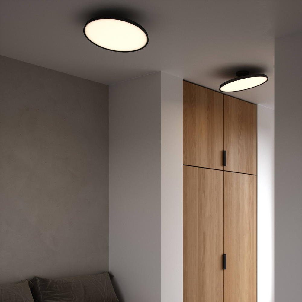 click-licht LED Deckenleuchte Designer LED Deckenleuchte Kaito Pro 40 in Schwarz 24W 2270lm, keine Angabe, Leuchtmittel enthalten: Ja, fest verbaut, LED, warmweiss, Deckenlampe, Deckenbeleuchtung, Deckenlicht