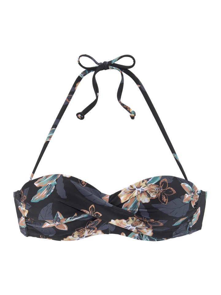 Venice Beach Bügel-Bandeau-Bikini-Top in schwarz-bedruckt günstig kaufen