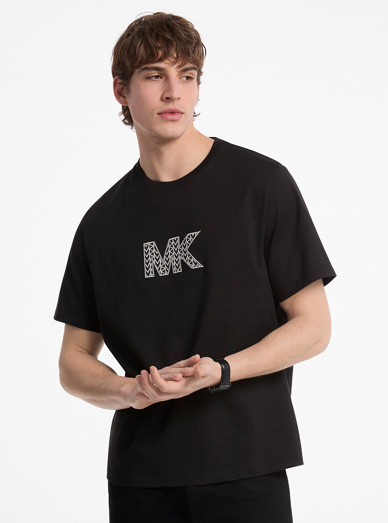 T-skjorte med grafisk logo i bomull – SVART