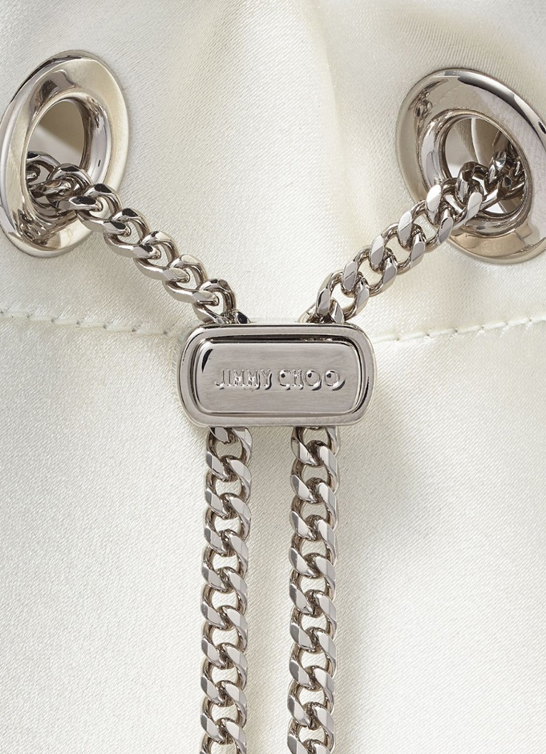 Jimmy Choo Bon Bon satīna rokassoma ar rhinestones elementiem