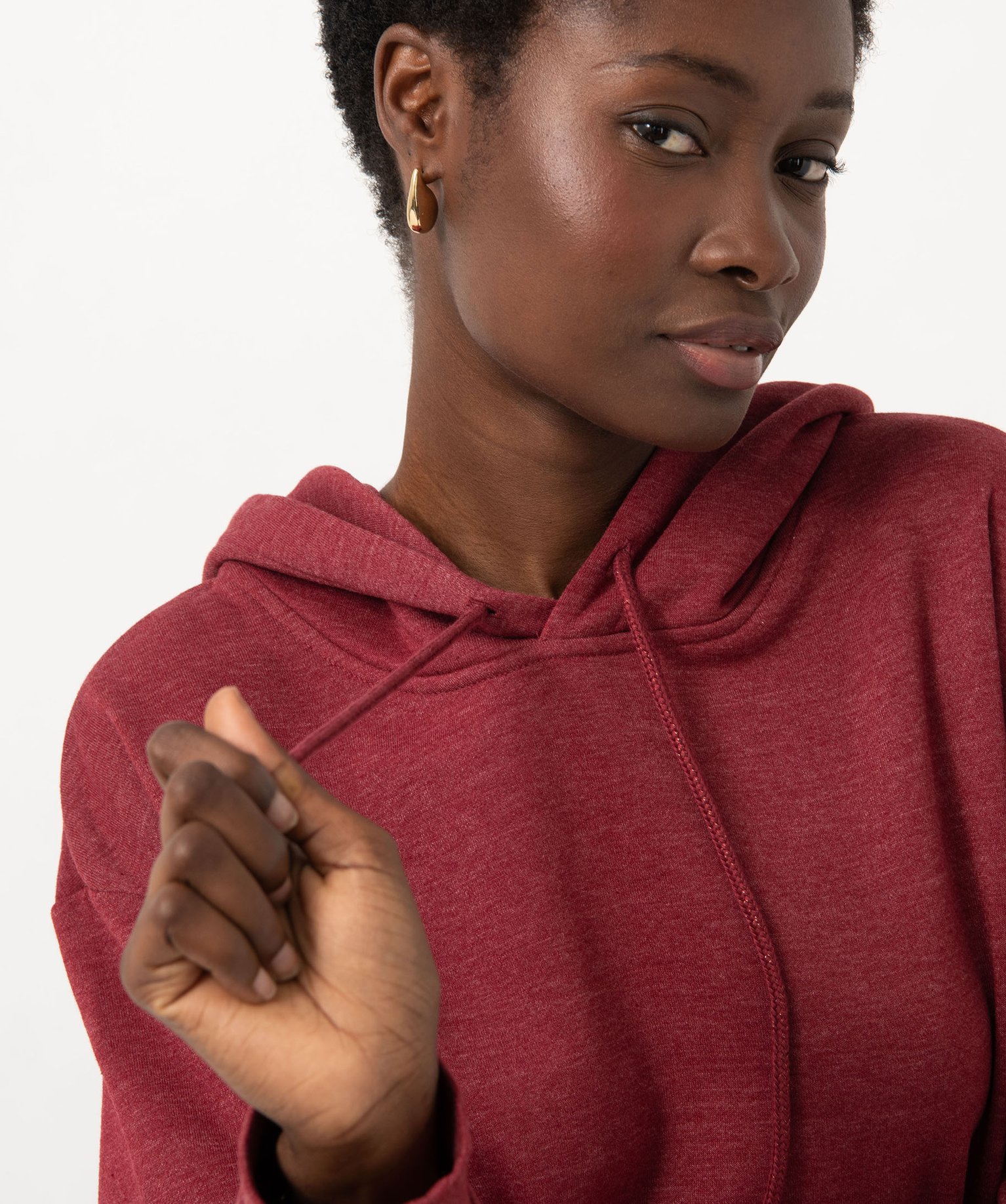 Sweat oversize à capuche intérieur molletonné femme bordeaux | GEMO