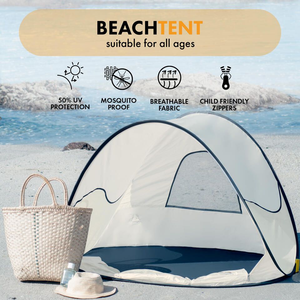 Deryan Luxus Pop Up Crème Strandzelt