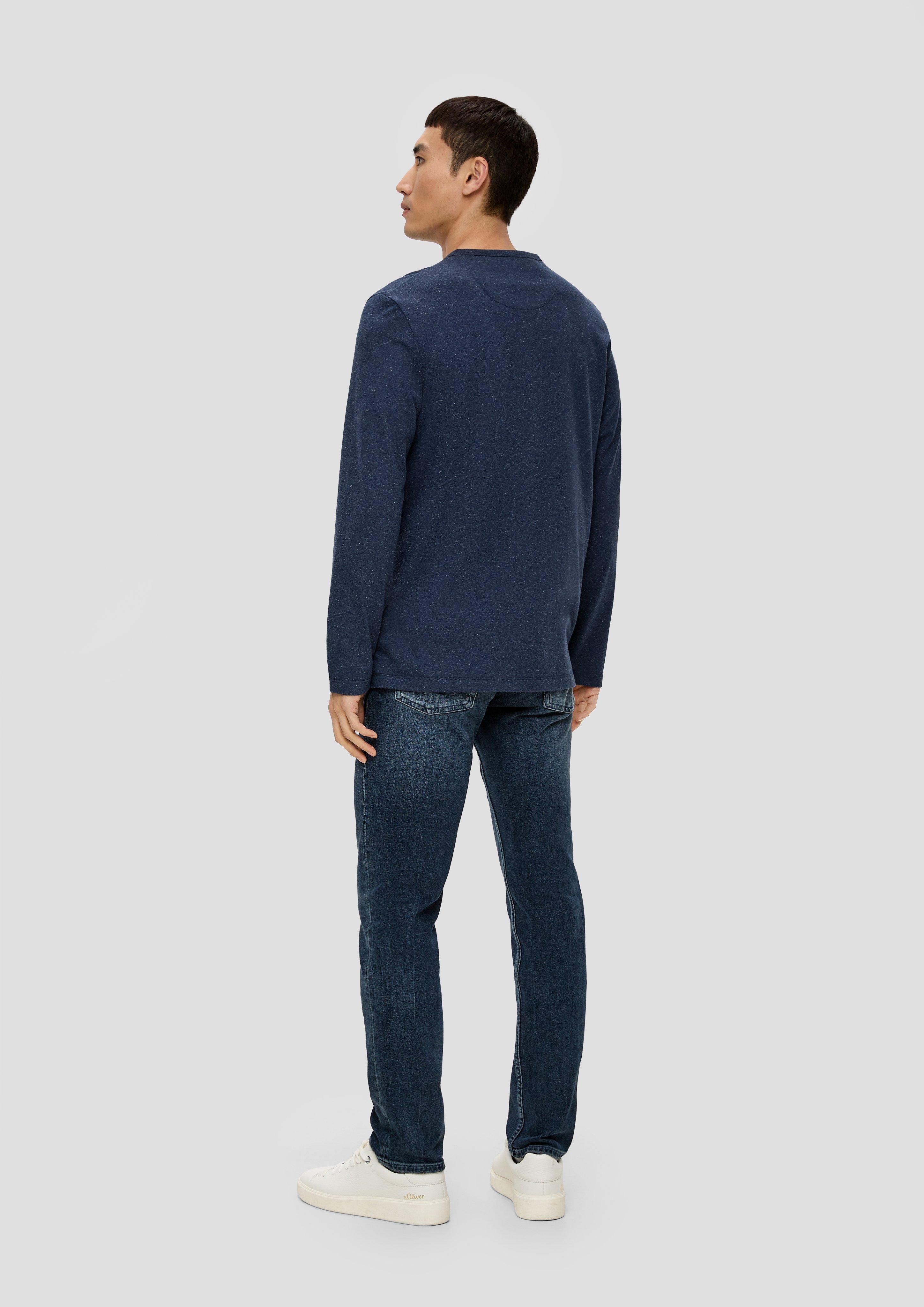 Meliertes Longsleeve mit Henleyausschnitt  2138648-59W2
