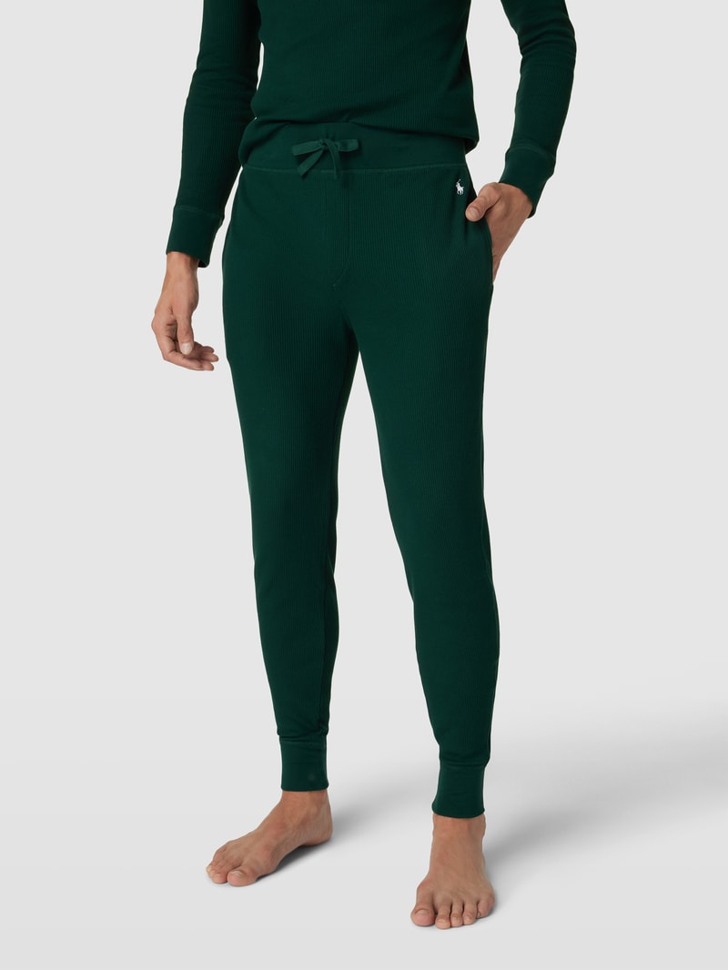 Sweatpants mit Logo-Stitching in dunkelgrün