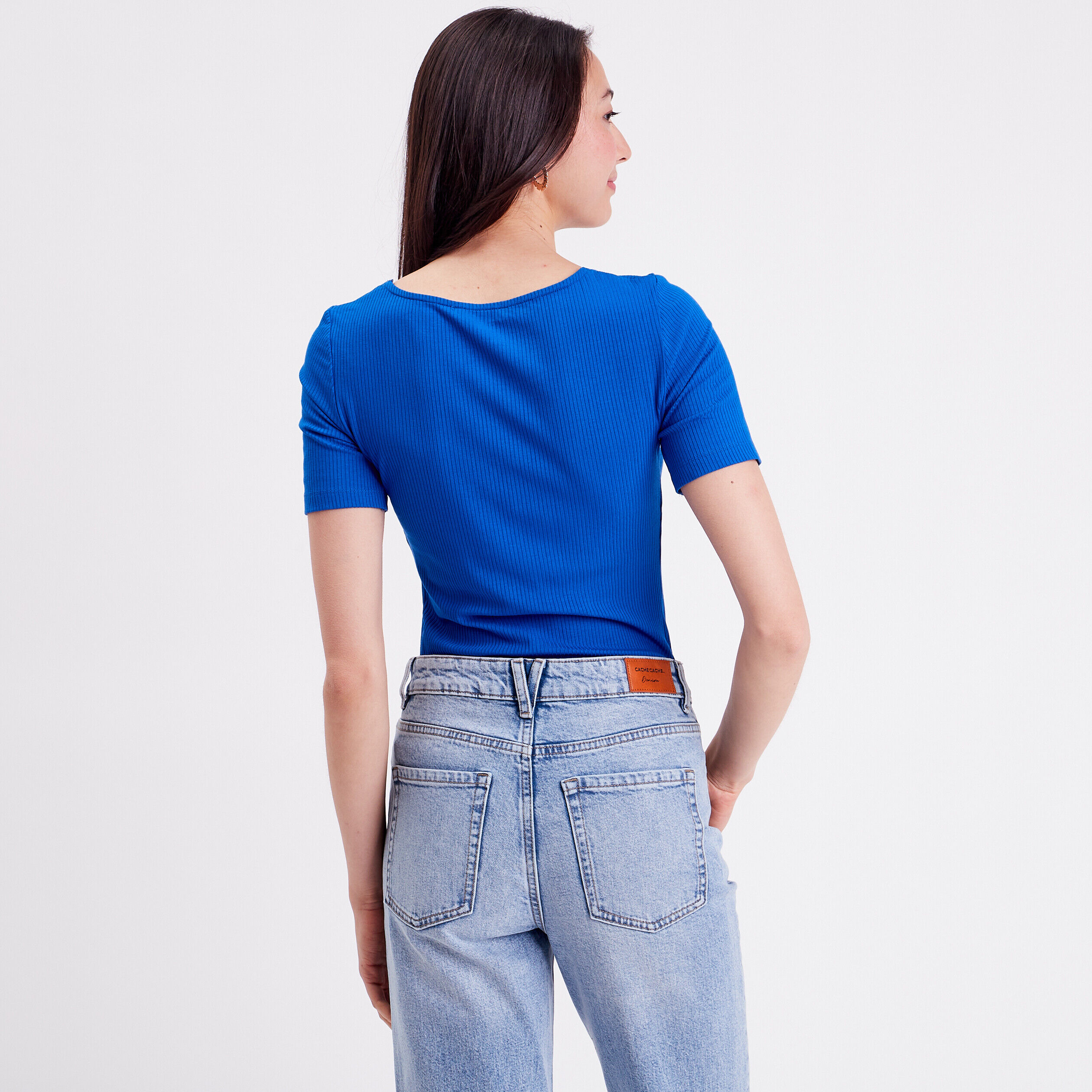 T-shirt manches courtes bleu roi femme | Cache Cache