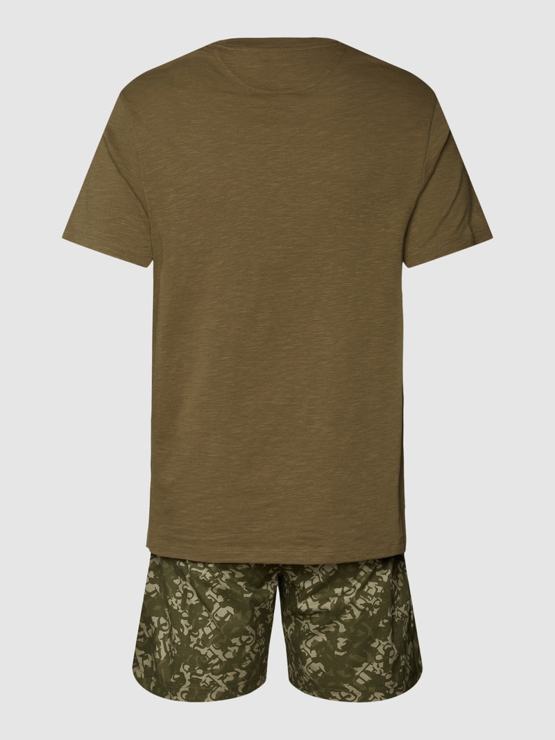 T-Shirt mit Label-Patch in olivgrün