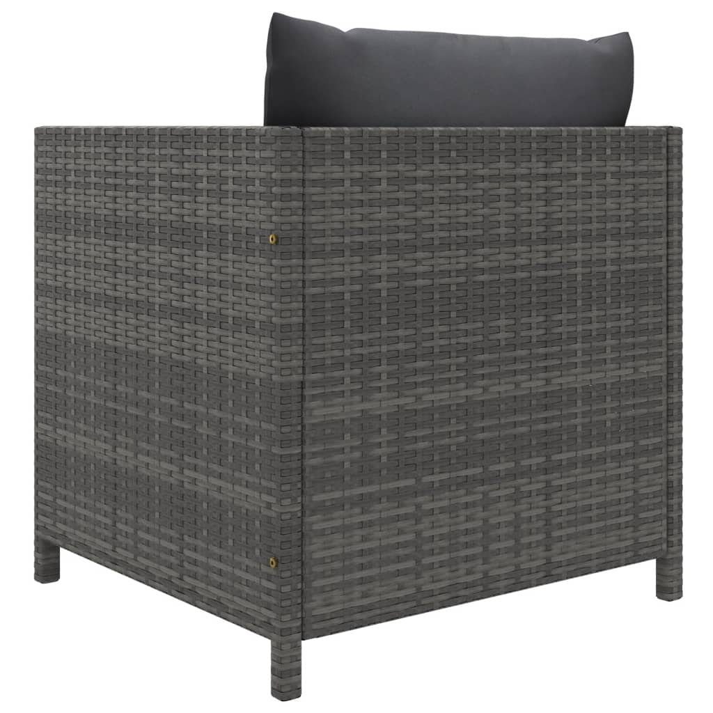 vidaXL Loungesofa Gartensofa mit Kissen Grau Poly Rattan, 1 Teile