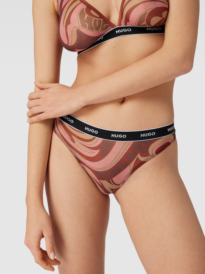 String mit Label-Schriftzug Modell 'SWIRLY' in pink meliert