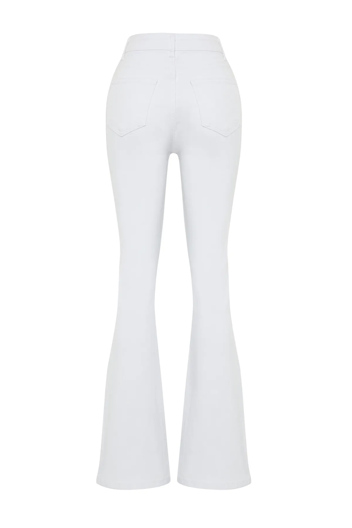 Trendyol Collection  Weiße Schlagjeans mit hoher Taille TWOSS24JE00267