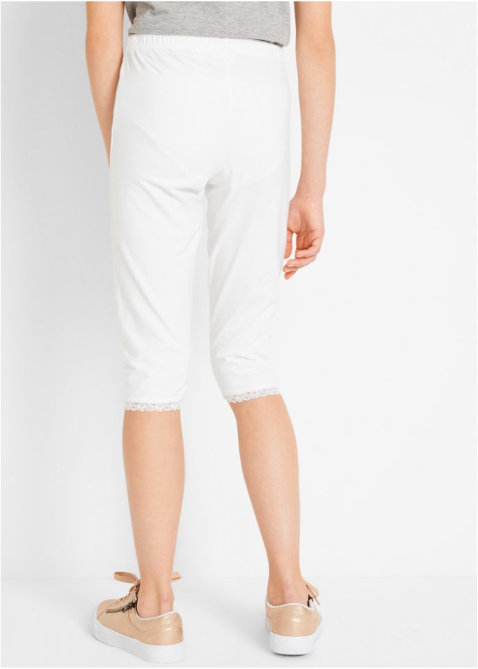 Mädchen Caprileggings mit Spitzensaum (2er Pack)