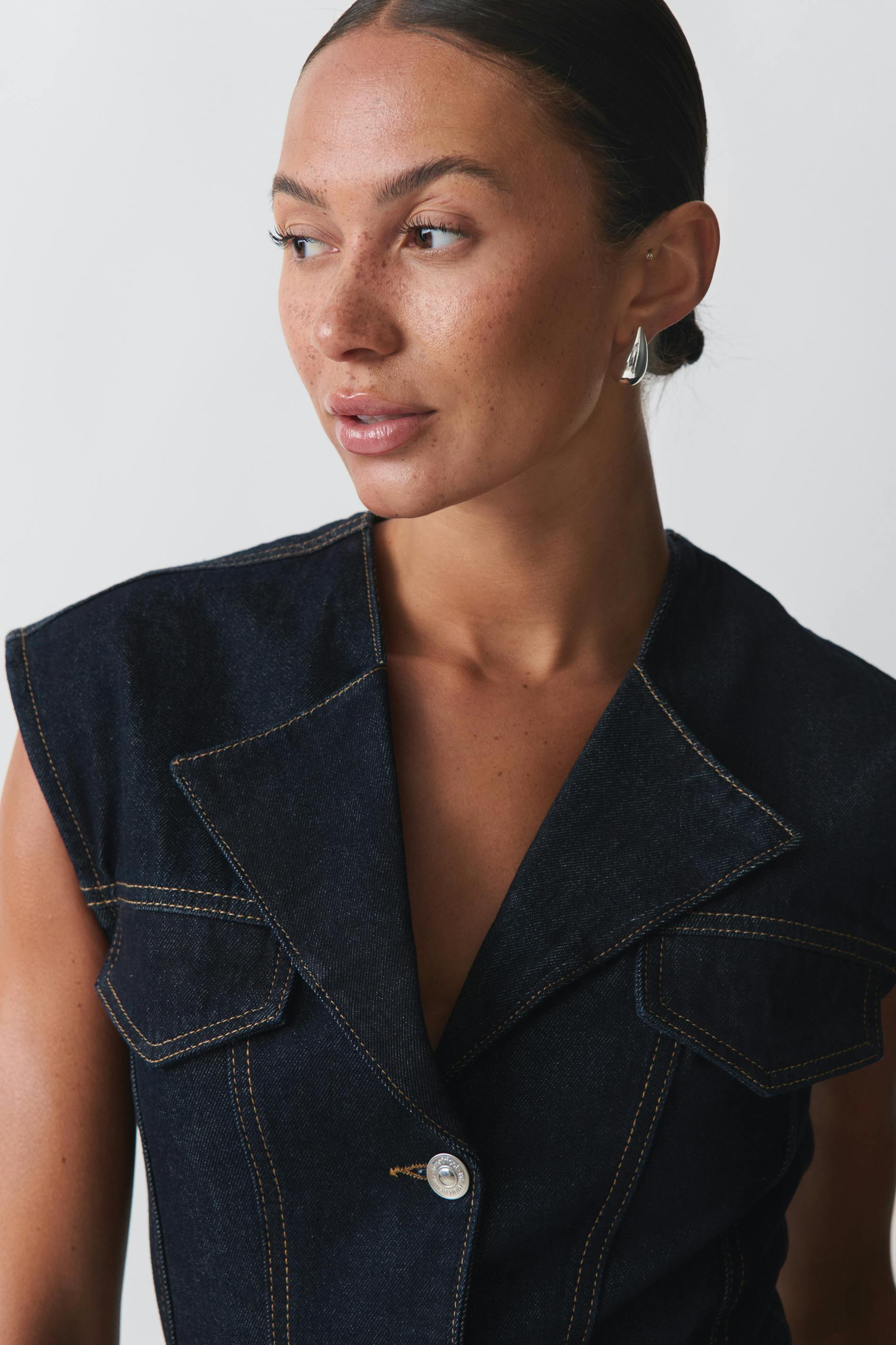 Shaped denim vest