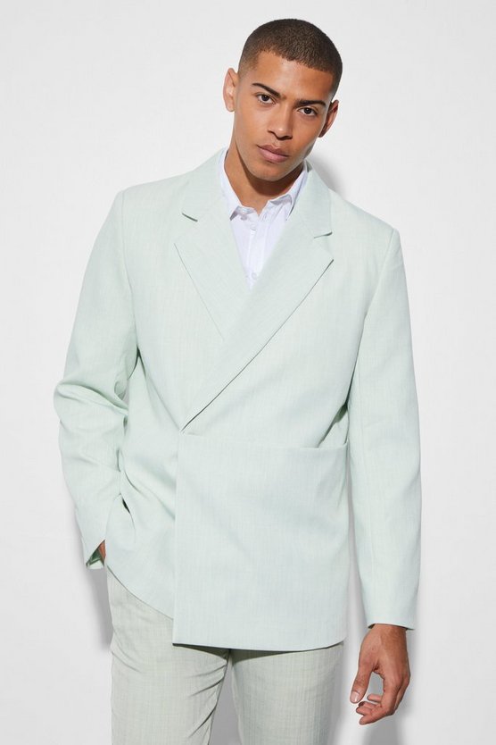 Lockerer Wickel-Blazer mit Tasche