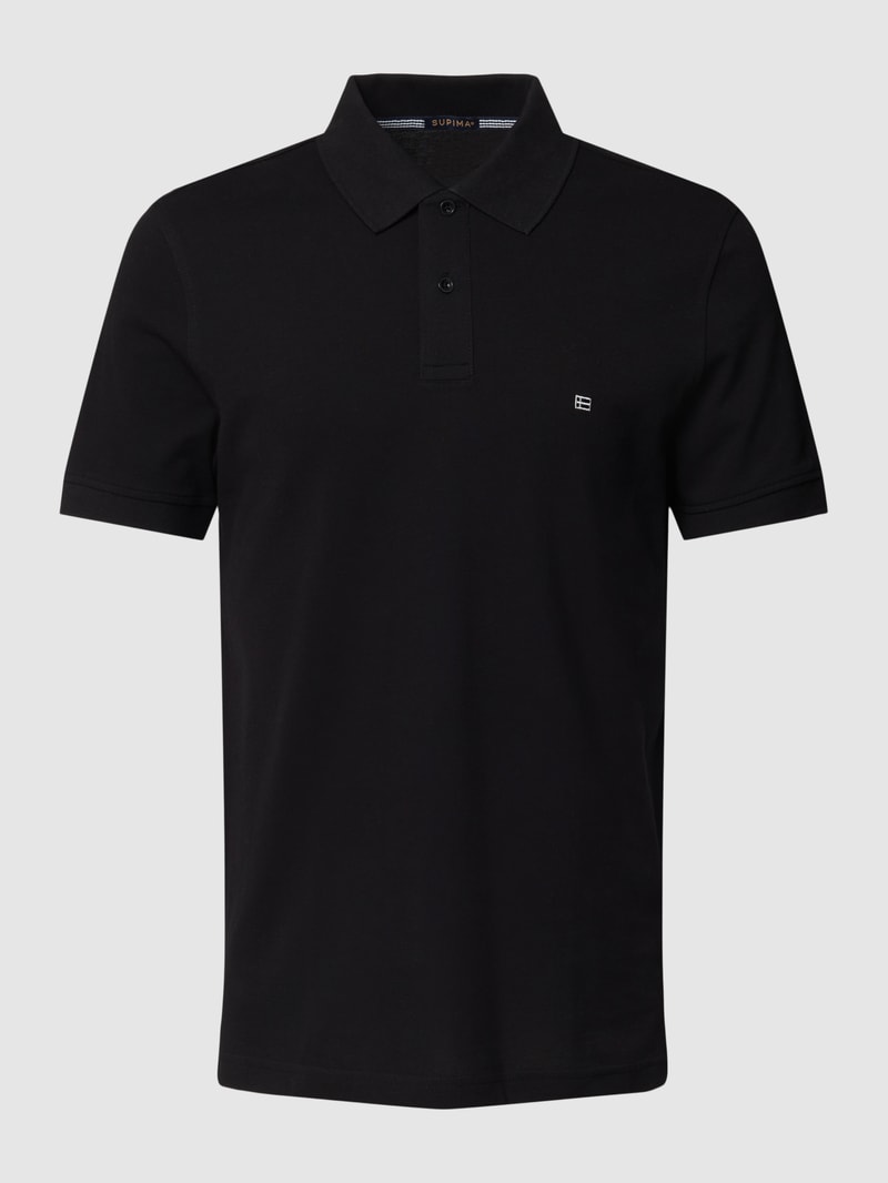 Poloshirt mit Label-Stitching in schwarz