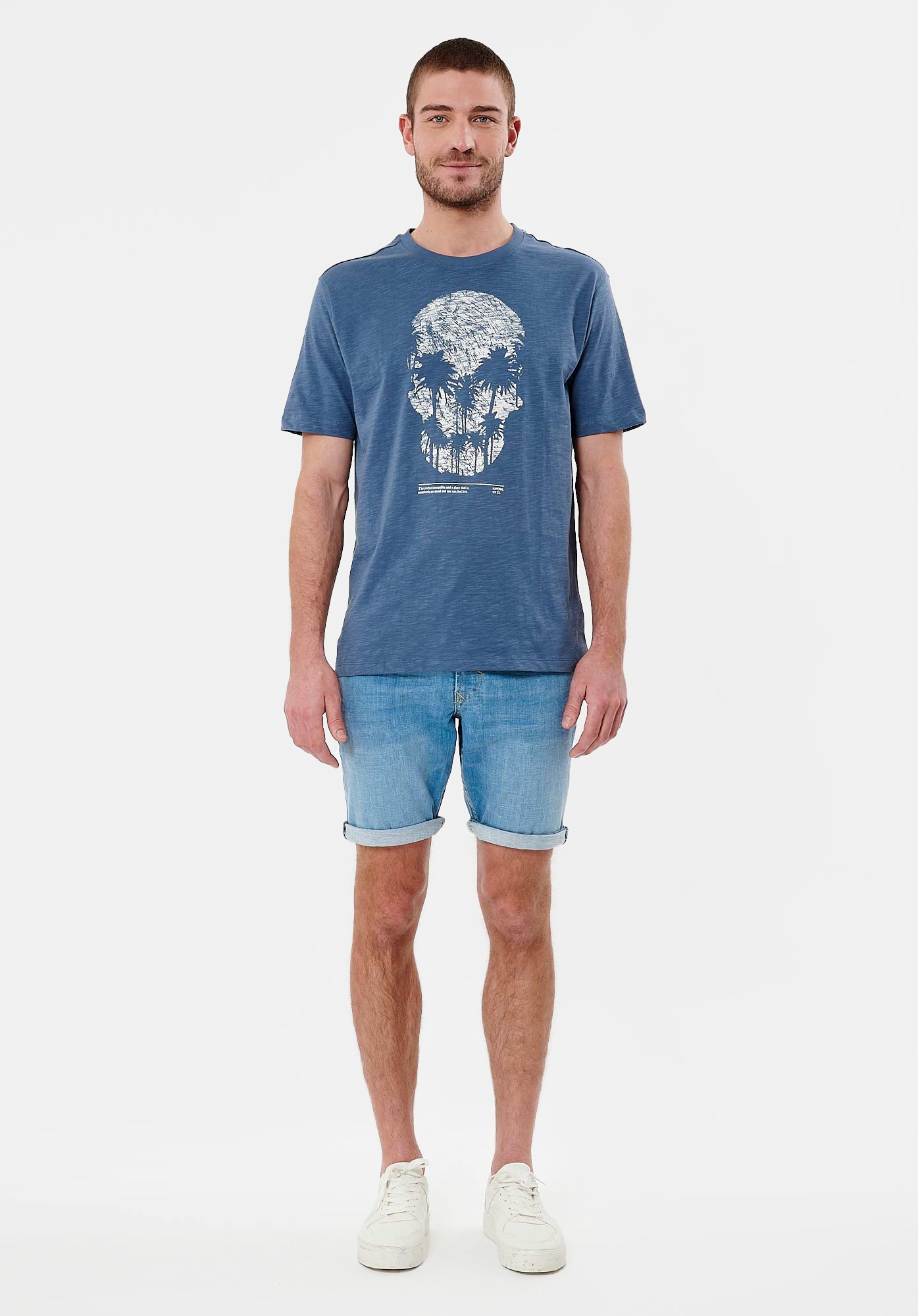 CLAUS  T-shirt bleu tête de mort Homme en 100% coton