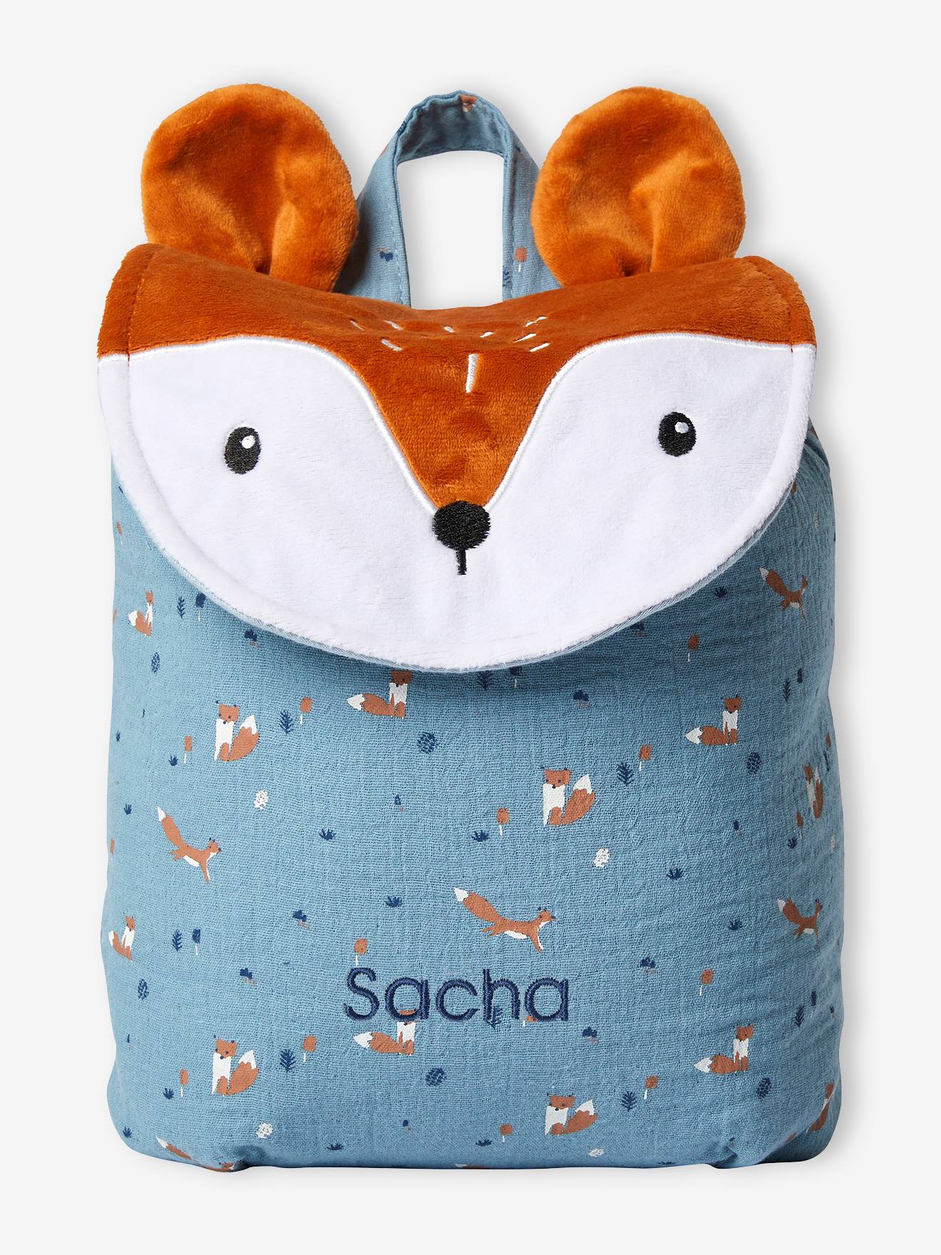 Sac renard personnalisable bleu grisé