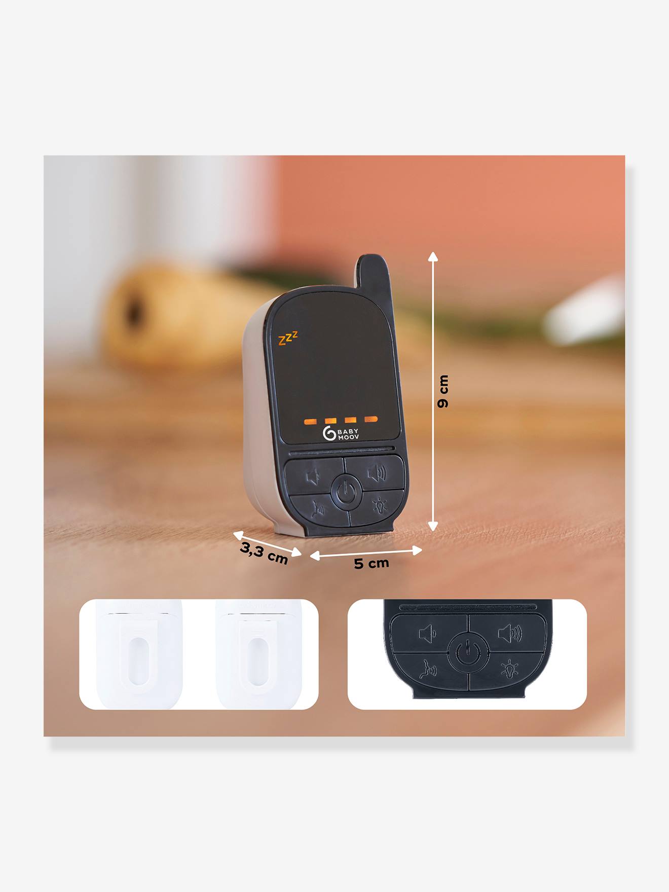 Ecoute-bébé BABYMOOV Handy Care noir blanc