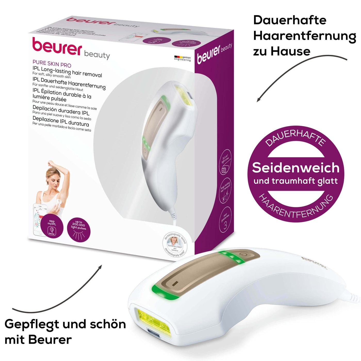 Beurer dauerhafte Haarentfernung IPL Pure Skin Pro-Dauerhafte Haarentfernung mit dem handlichen IPL-Kompaktgerät