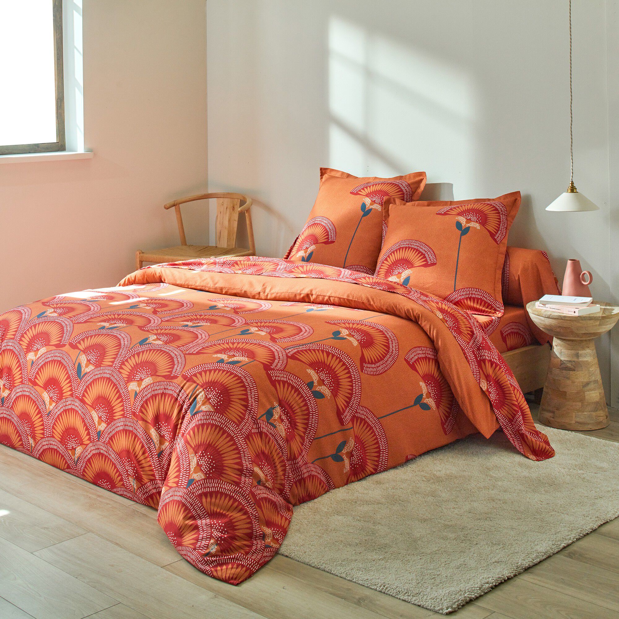 Linge de lit Suzanne en coton imprimé