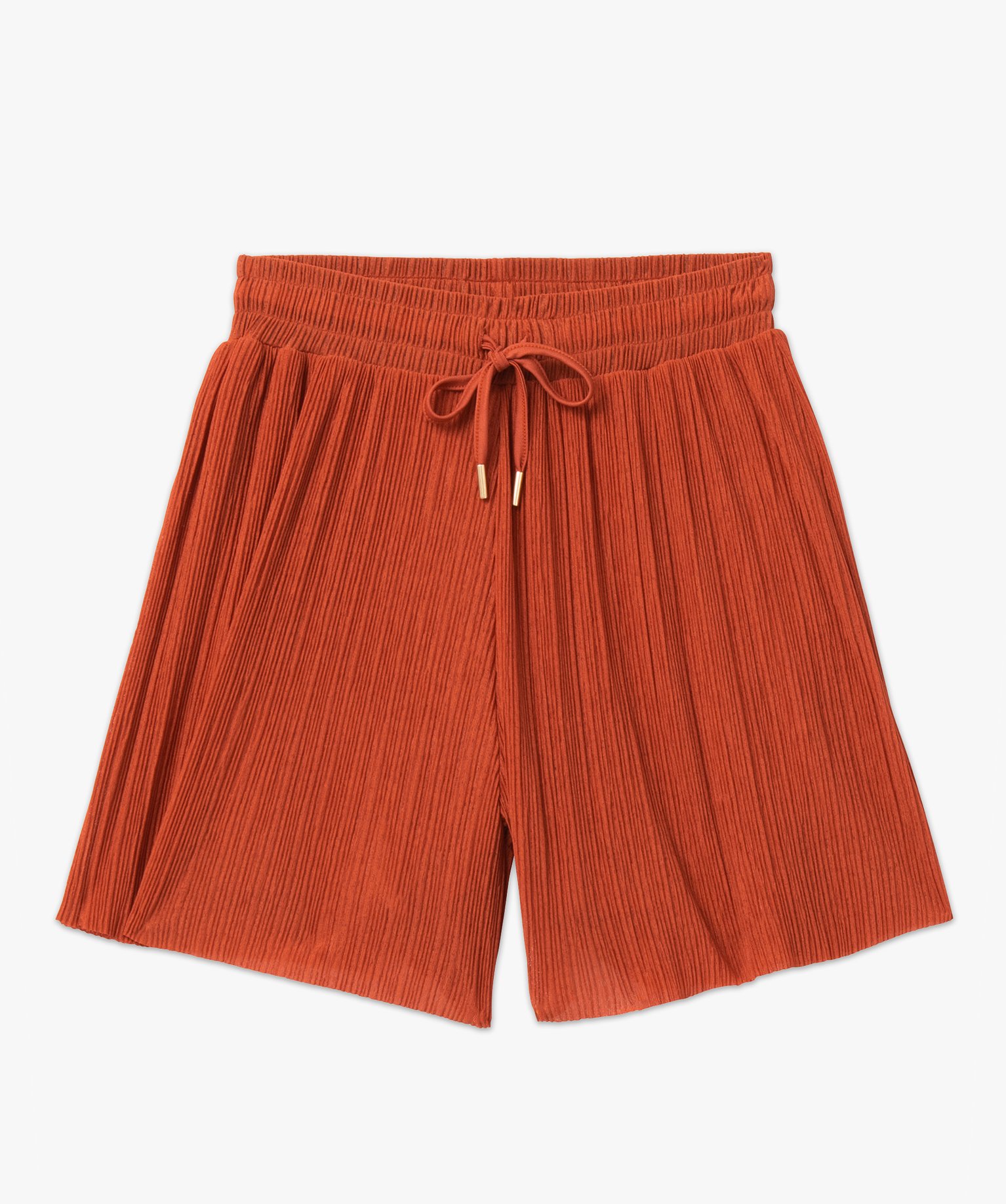 Short ample en maille plissée fluide femme orange clair | GEMO