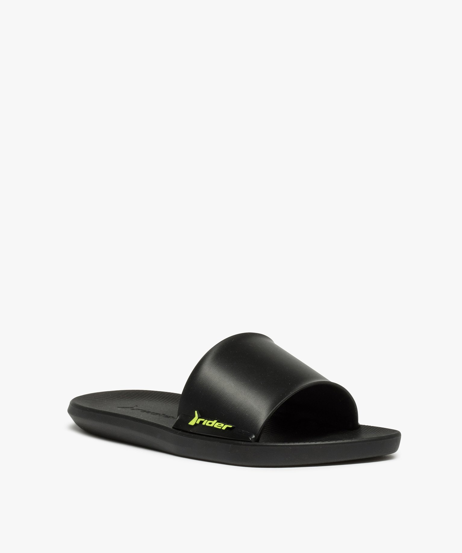 Mules de piscine fille unies logo fluo – Rider noir | GEMO