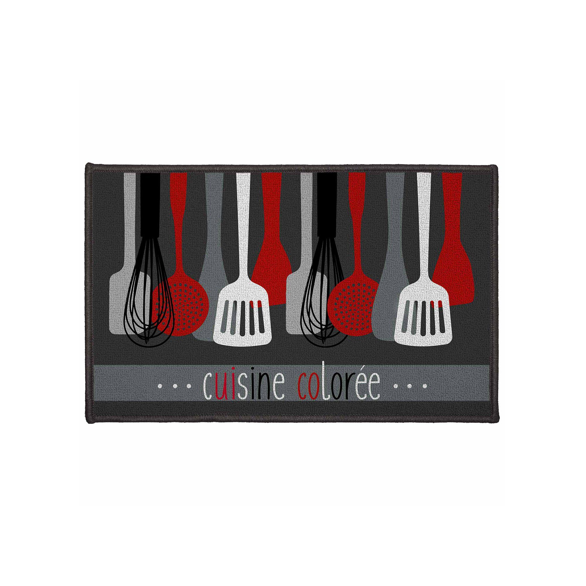 Tapis cuisine anti-poussière rectangulaire, imprimé ustensiles