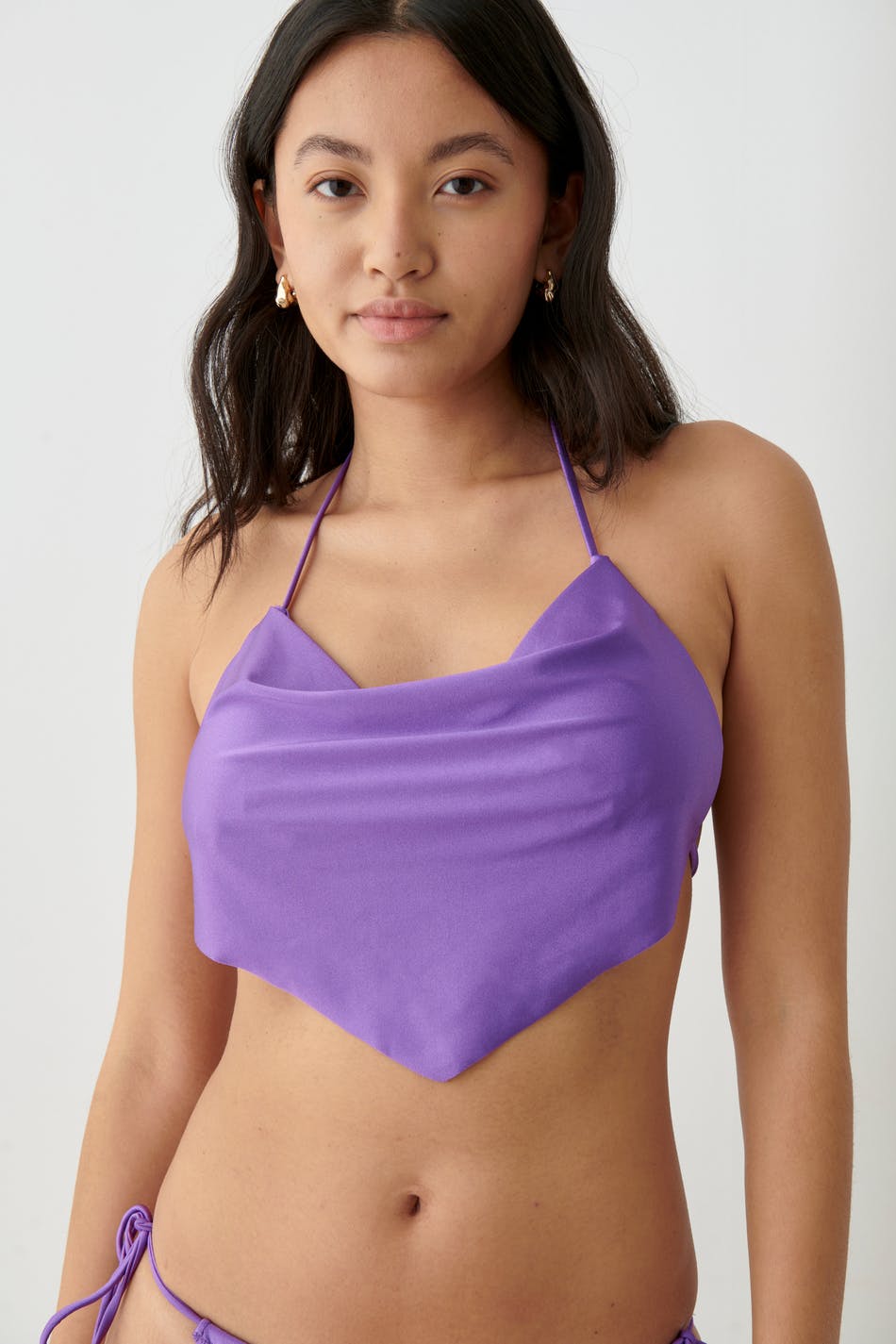 Cowl neck bikini top