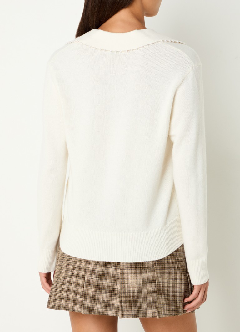 Sandro Fine-knit wool pullover with faux pearls