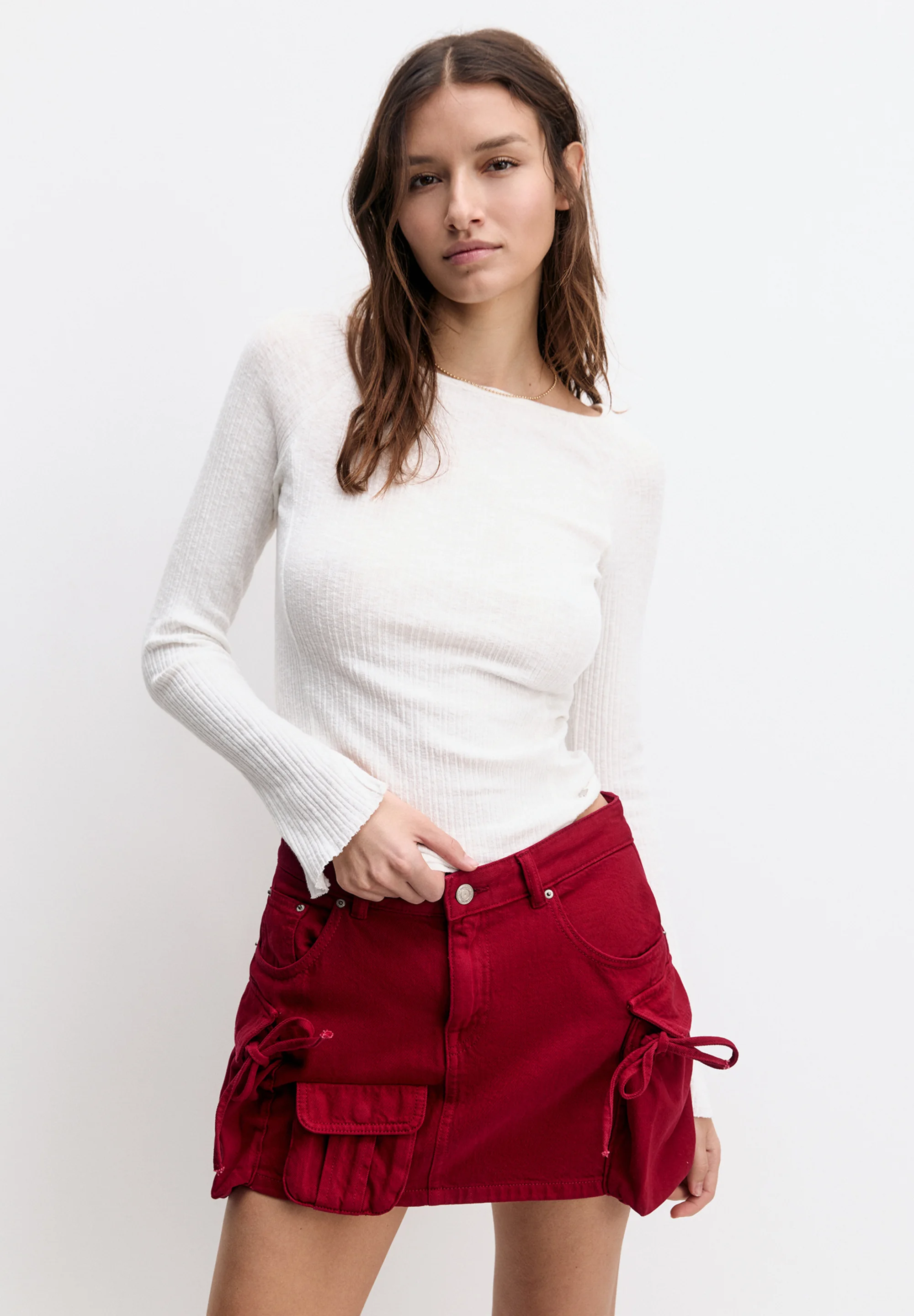 PULL&BEAR MULTIPLE POCKETS - Falda acampanada