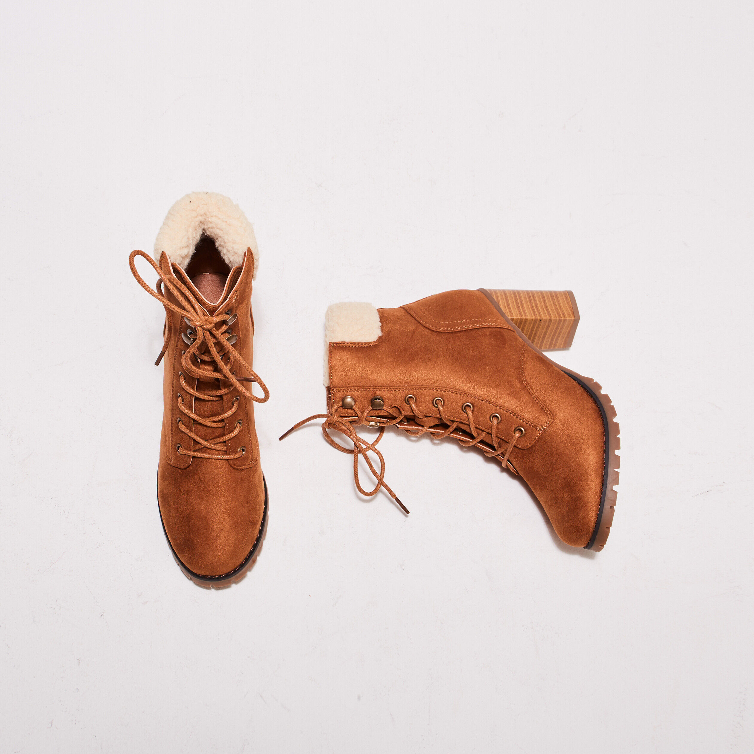 Bottines à talons et lacets marron femme | Cache Cache