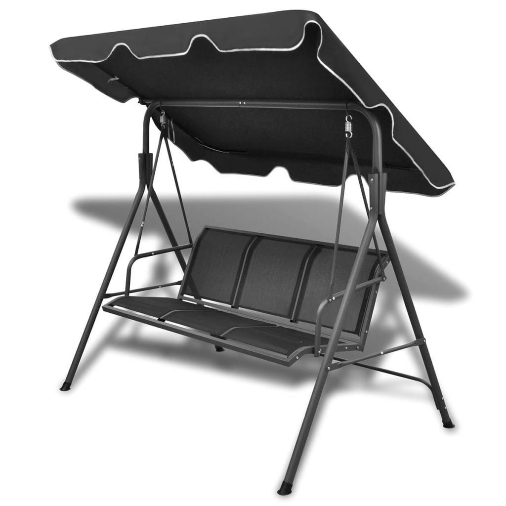 vidaXL Hollywoodschaukel Hollywoodschaukel mit Dach Schwarz, 1 tlg.