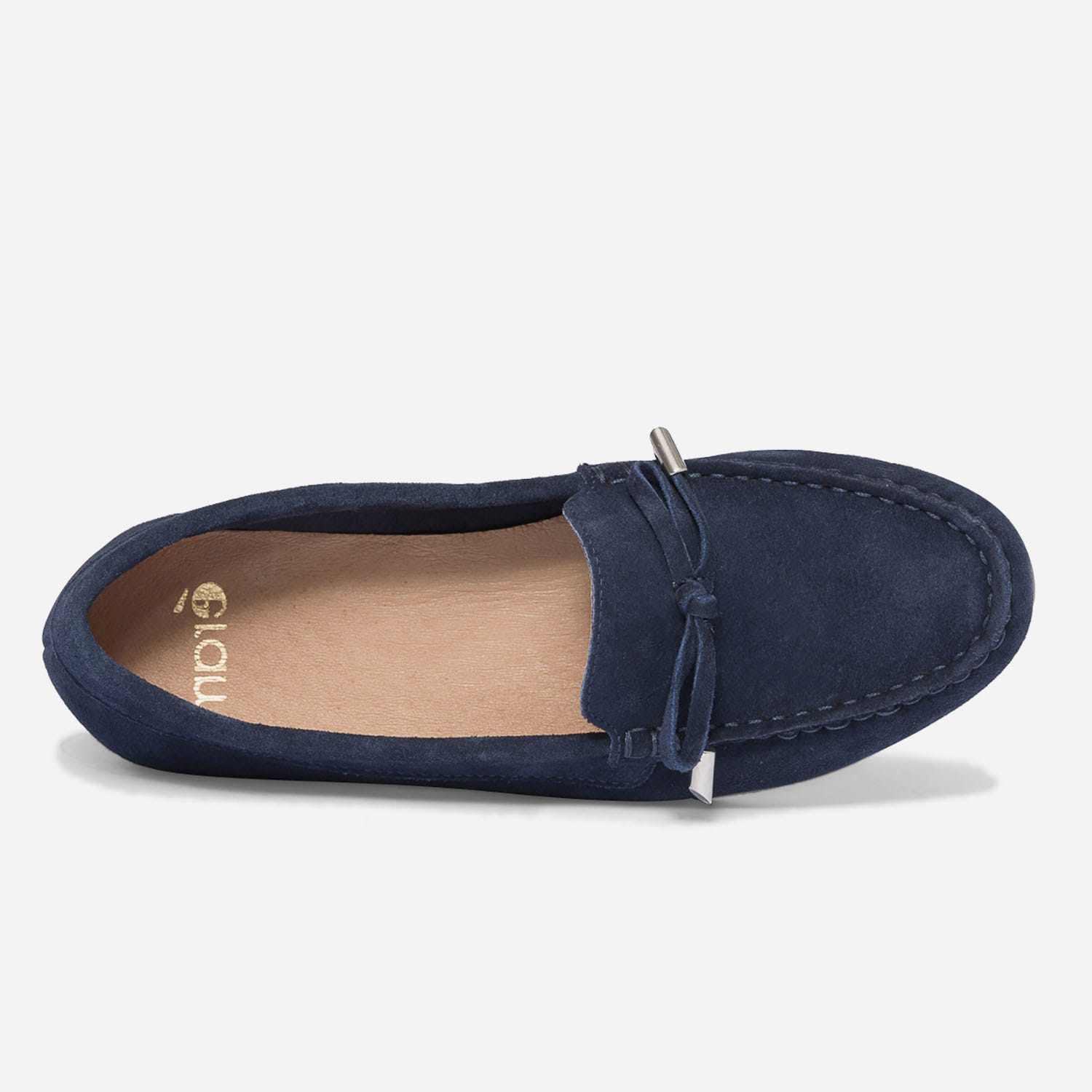 Mocassin bleu marine en cuir velours