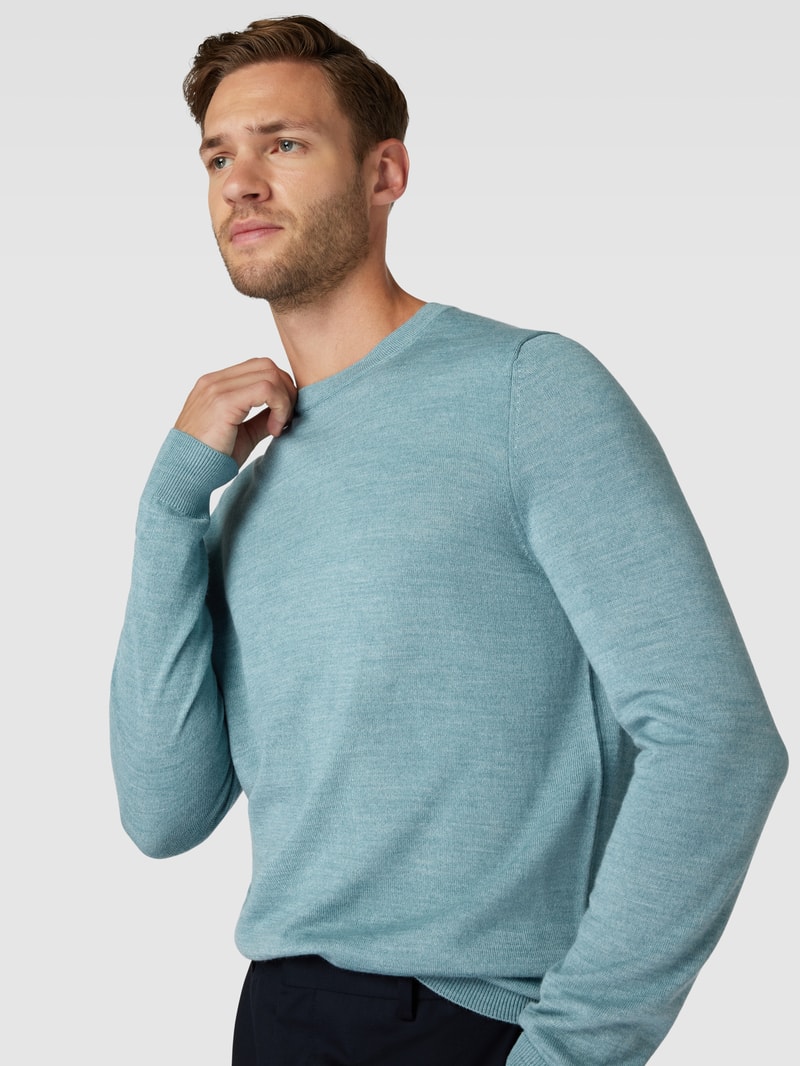 Longsleeve aus Woll-Mix in schilf meliert