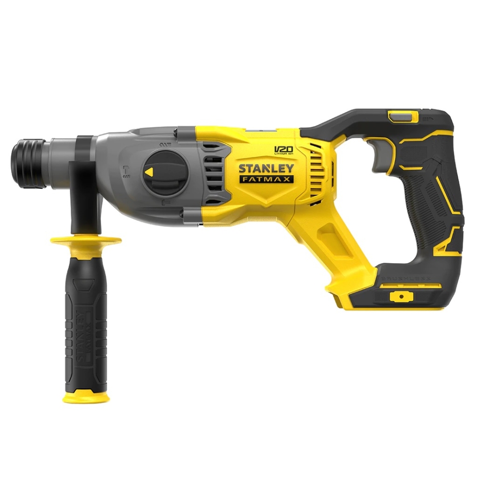 Stanley SFMCH900B FATMAX® V20 akkus fúrókalapács szénkefe nélküli SDS-Plus 18 Volt akkumulátorok és töltő nélkül
