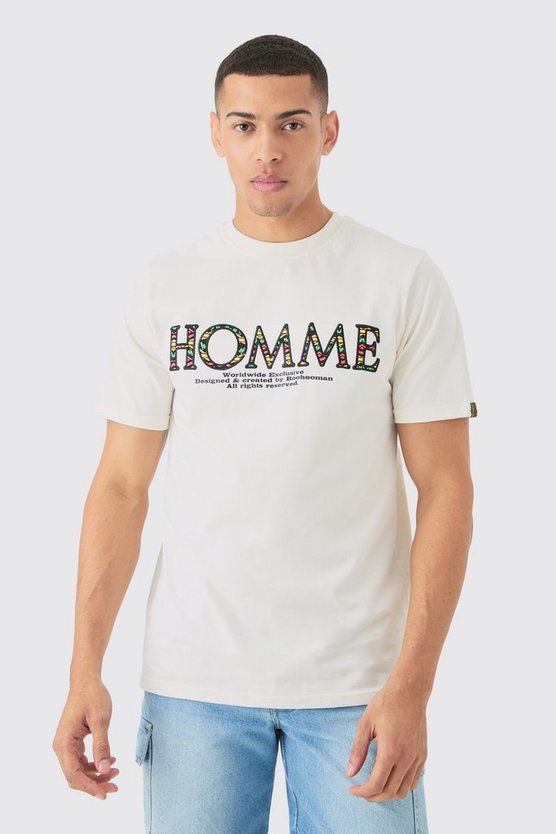 T-Shirt mit Homme-Stickerei