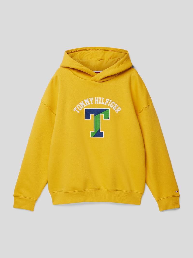 Hoodie mit Label-Print Modell 'VARSITY' in senfgelb