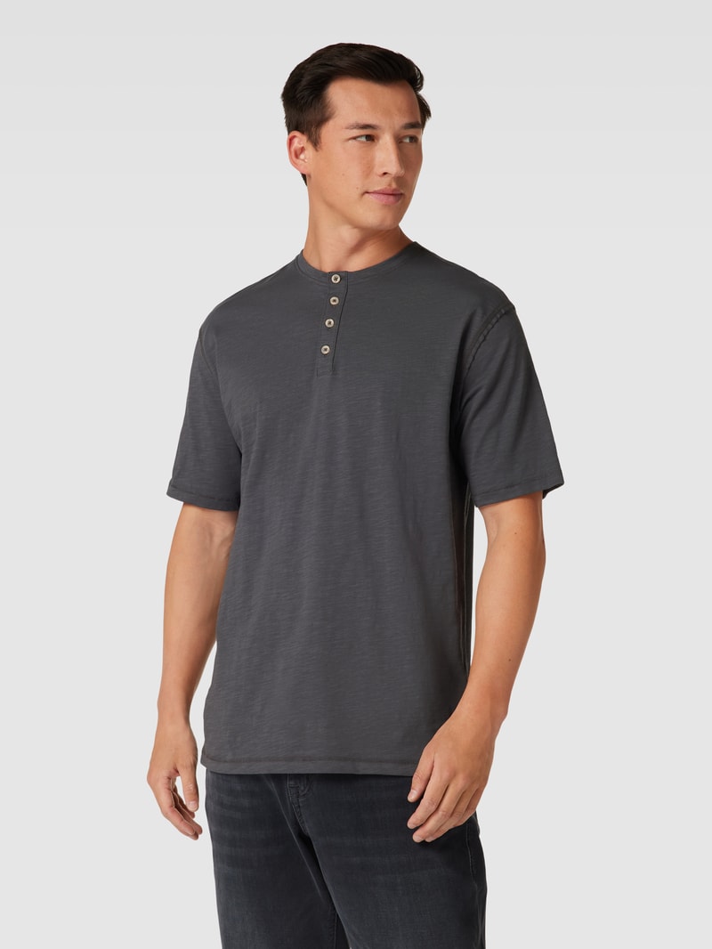 T-Shirt mit Knopfleiste in dunkelgrau