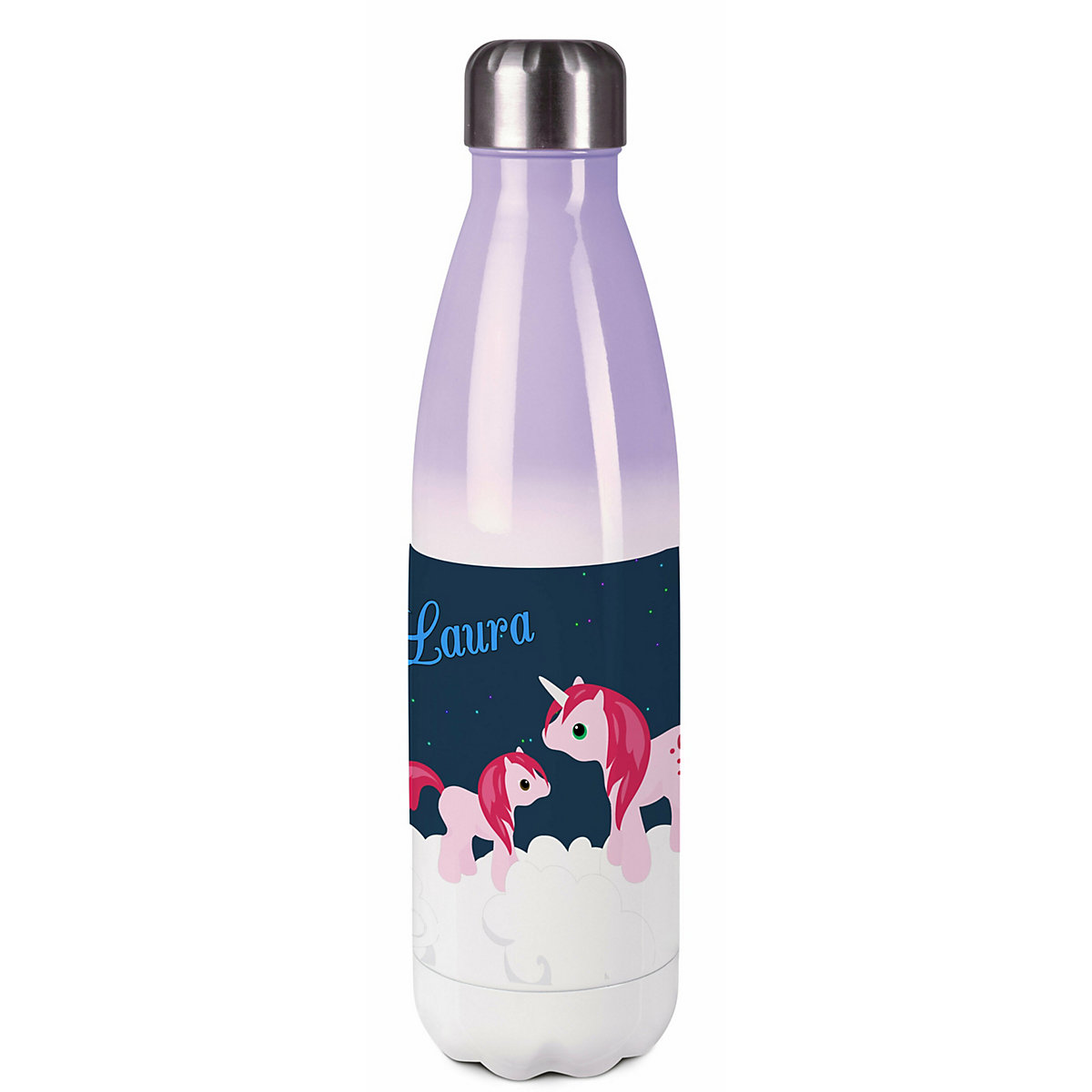 Edelstahl Kinder Thermoflasche / Trinkflasche bunt Einhorn Spülmaschinenfest, Auslaufsicher, Bruchfest, Doppelwandig, Für Heißgetränke geeignet, Mit Deckel, Isoliert