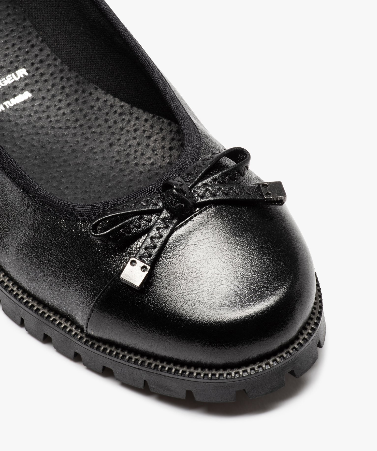 Ballerines femme à talon large et semelle crantée noir | GEMO