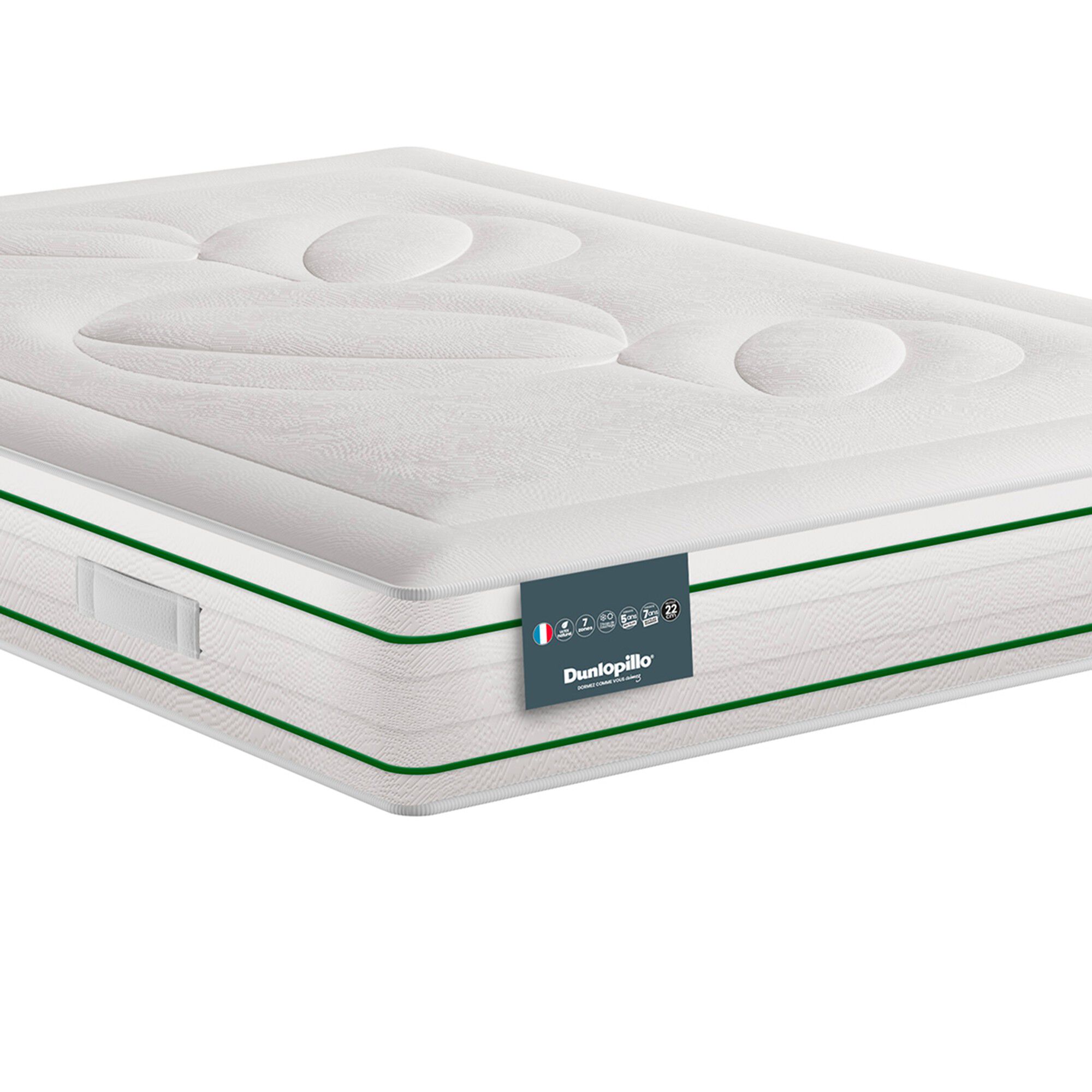 Matelas latex Dunlopillo haut. 22 cm, confort ferme
