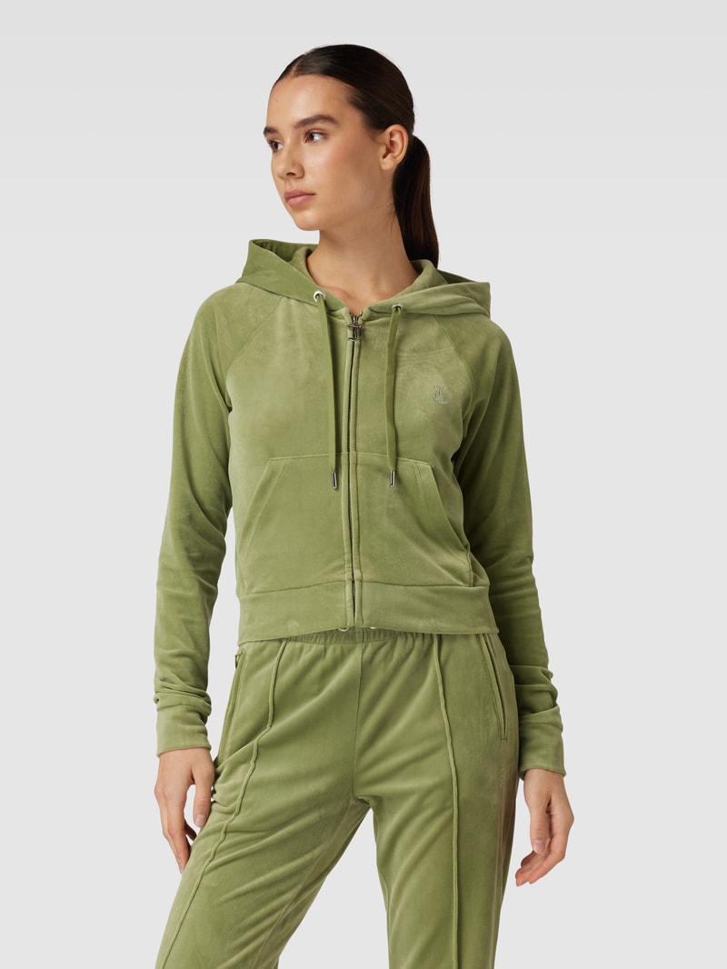 Sweatjacke mit Kapuze Modell 'MADISON' in hellgrün