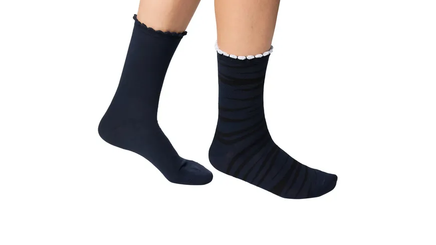 DIM Damen Socken aus Bambus-Zellstoff Zebra 2er Pack marine bleu glace