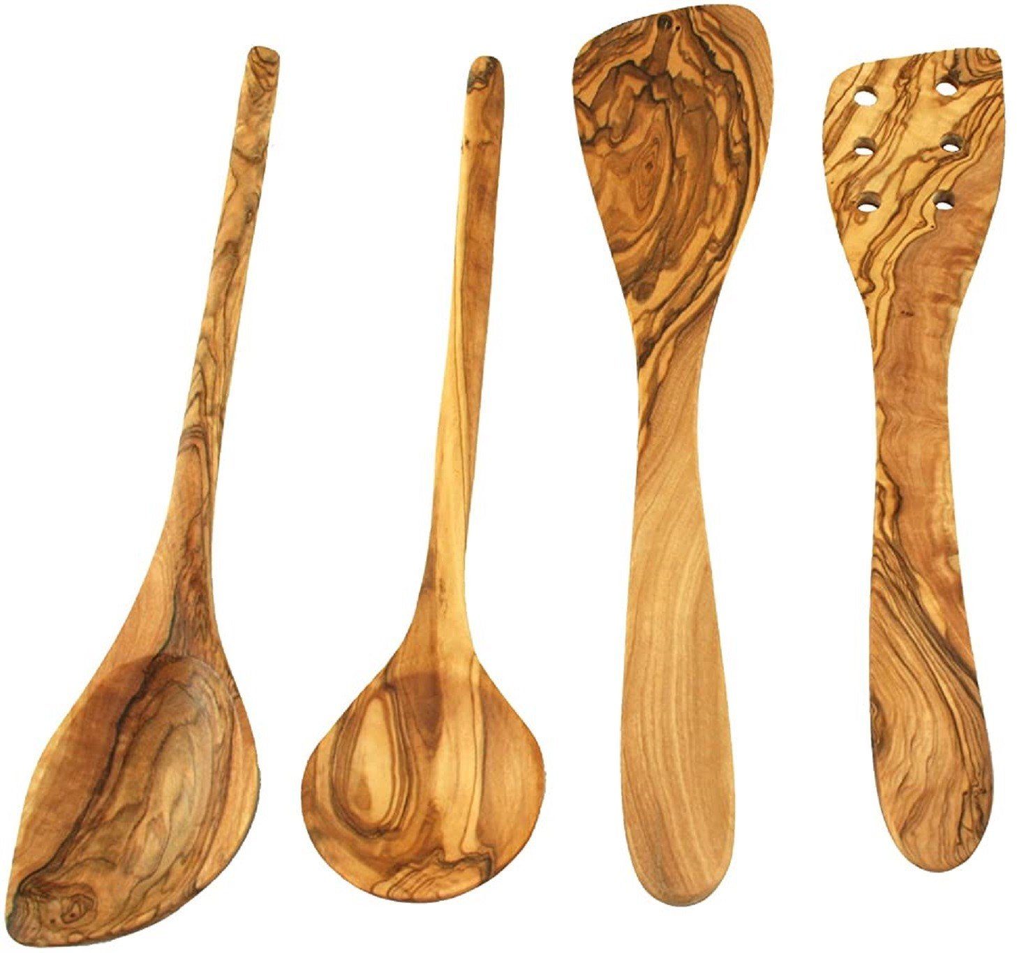 Soapbrothers Kochbesteck-Set Kochbesteck Set aus Olivenholz 4 tlg. 30cm, (Farbe: Braun), Menge: 1 Set (4tlg), perfekt für jede Küche (Sparpreis für Weihnachten, 4-tlg., Robustes Olivenholz), Olivenholz