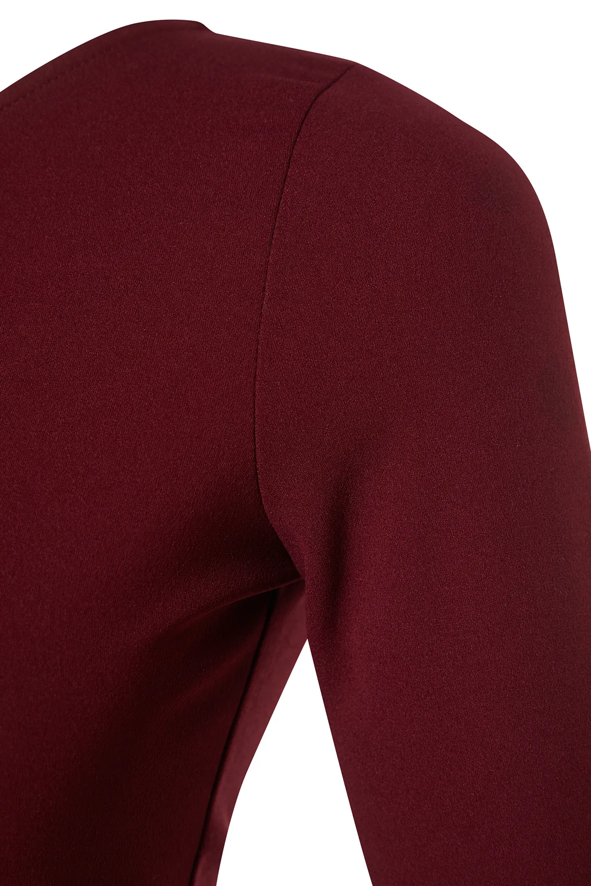 Trendyol Collection  Weinrotes Midi-Strickkleid mit asymmetrischem Ausschnitt und detailliertem Schlitz TWOAW24EL00623
