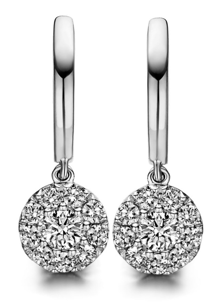 Diamond Point White gold earrings, 0.65 ct diamond, Hearts & Arrows