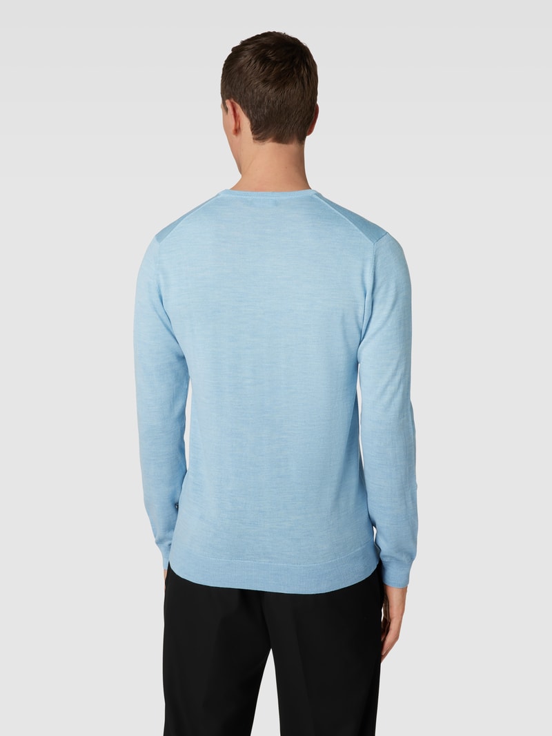 Strickpullover mit Label-Detail Modell 'Margrate' in hellblau