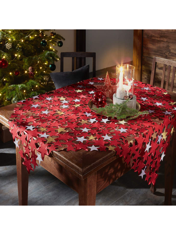 REDBEST Jacquard Mitteldecke in rot günstig kaufen