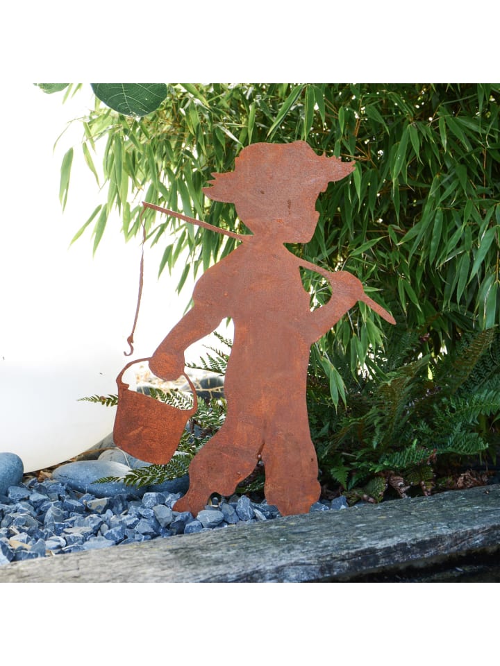 UNUS Gartenstecker Rost Junge mit Angel in Braun günstig kaufen