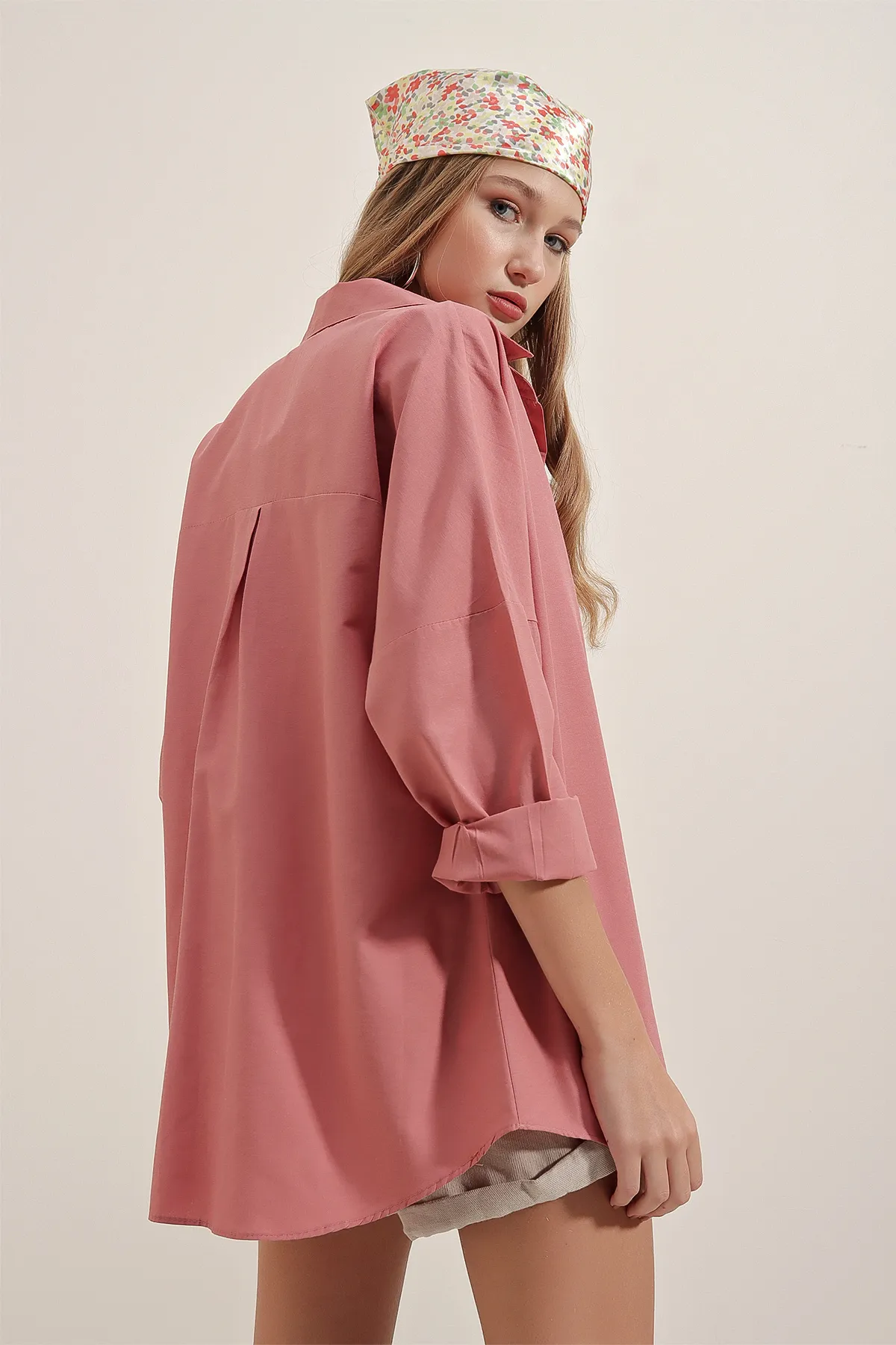 Bigdart  3900 Oversize-Lang-Basic-Shirt - Dusty Rose